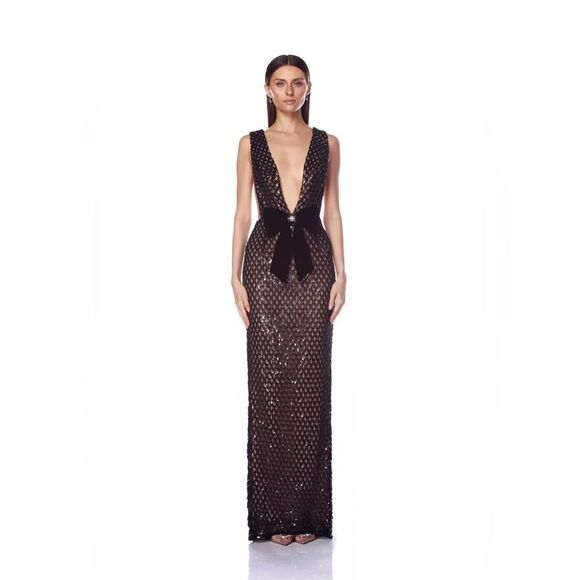 Bronx and Banco Dresses & Skirts - NWOT BRONX AND BANCO Liora Maxi Dress, Elegant Black Sequin Gown, wedding guest